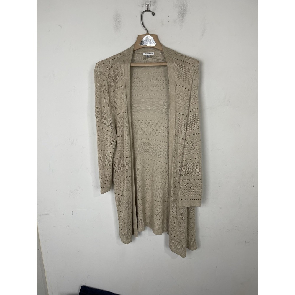 Croft & Barrow Womens Cardigan XL Long Duster‎ Boho Country Festival Twee Beige - Picture 3 of 10